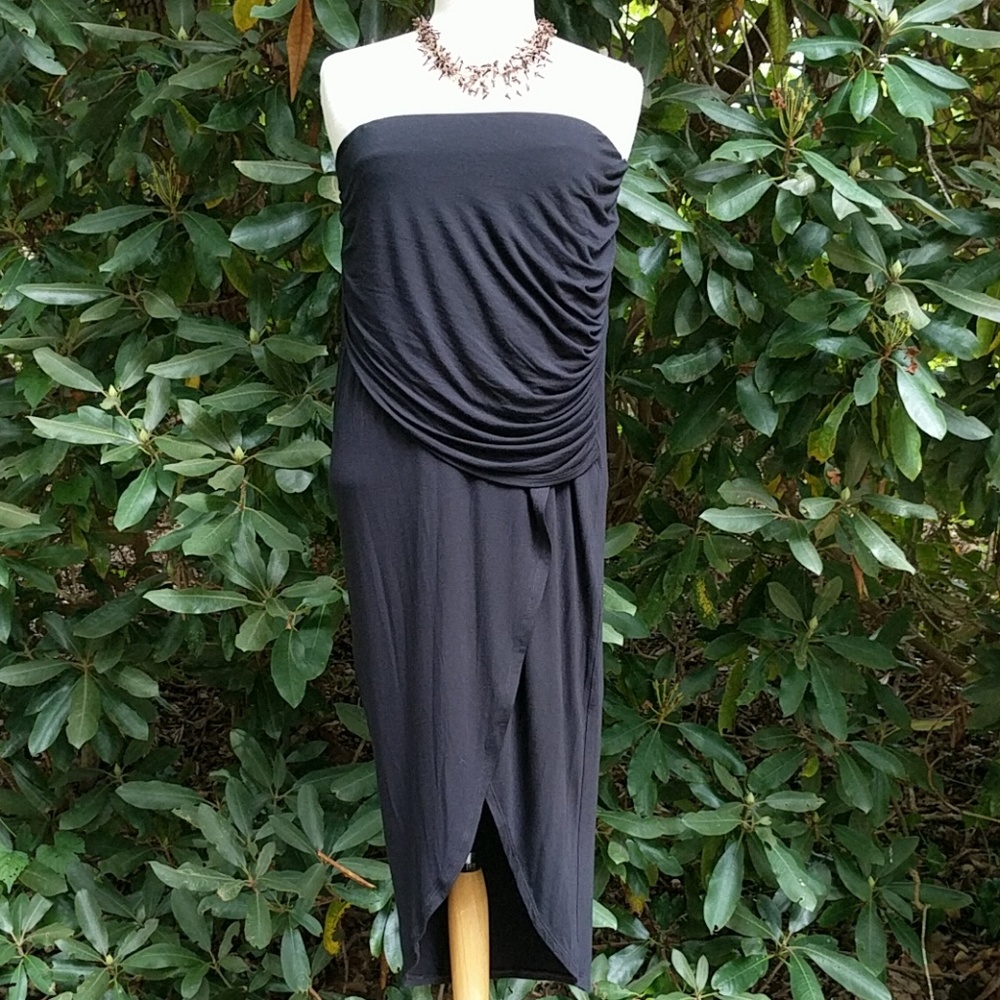 CAbi Black Strapless Dress sz M